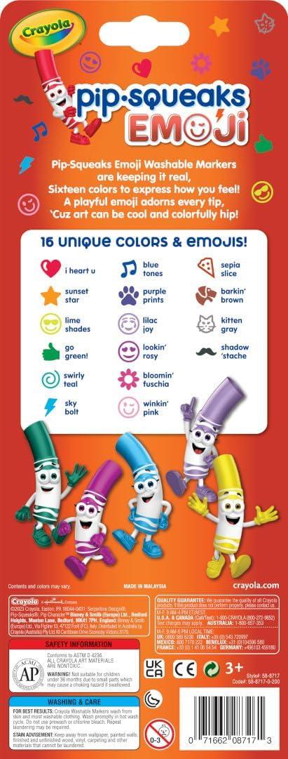 imageCrayola Pip Squeaks Skinnies Washable Marker Set 16ct Mini Markers for Toddlers Thin Coloring Markers for Kids Toddler Arts ampamp Craft Supplies1 Count Pack of 1