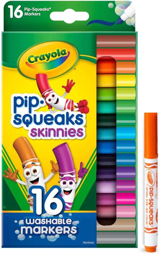 imageCrayola Pip Squeaks Skinnies Washable Marker Set 16ct Mini Markers for Toddlers Thin Coloring Markers for Kids Toddler Arts ampamp Craft Supplies16 Count Pack of 1
