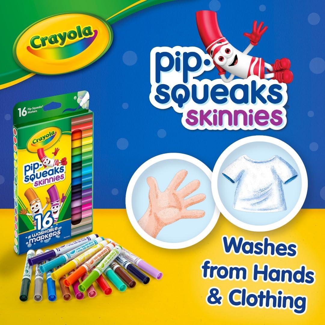 imageCrayola Pip Squeaks Skinnies Washable Marker Set 16ct Mini Markers for Toddlers Thin Coloring Markers for Kids Toddler Arts ampamp Craft Supplies16 Count Pack of 1