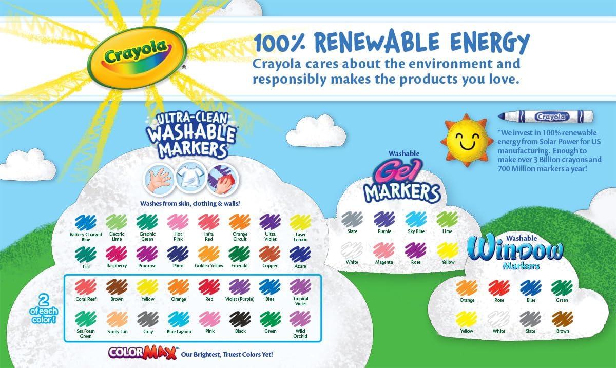 imageCrayola Washable Broad Line Marker Variety Set 64ct UltraClean Window ampamp Gel FX Markers for Kids Coloring Supplies for Arts ampamp Crafts Ages 3 4 5