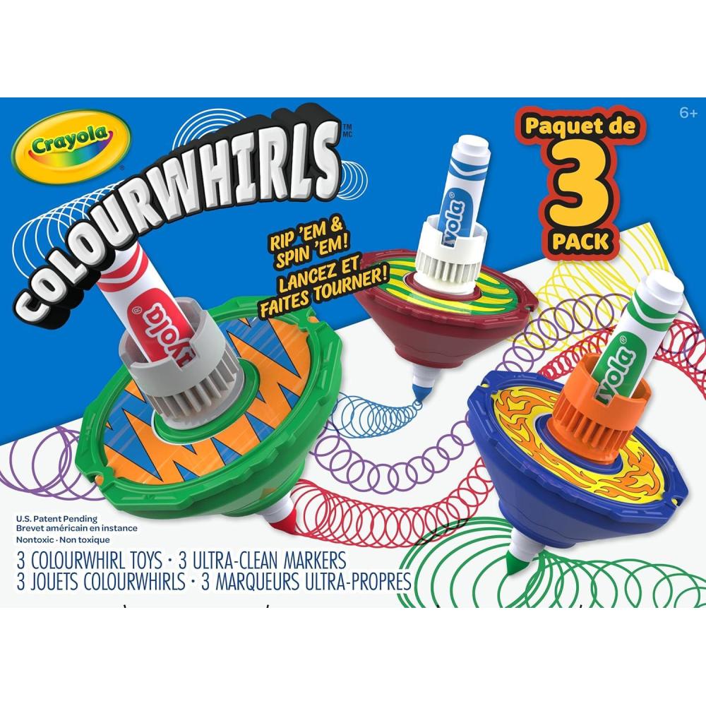 imageCrayola Colourwhirls 3ct Spin Art Toy Battling Spinning Top Toy for Kids 1 Launcher Arts ampamp Crafts Kit Gift for Boys ampamp Girls Ages 6 7 8Multpack