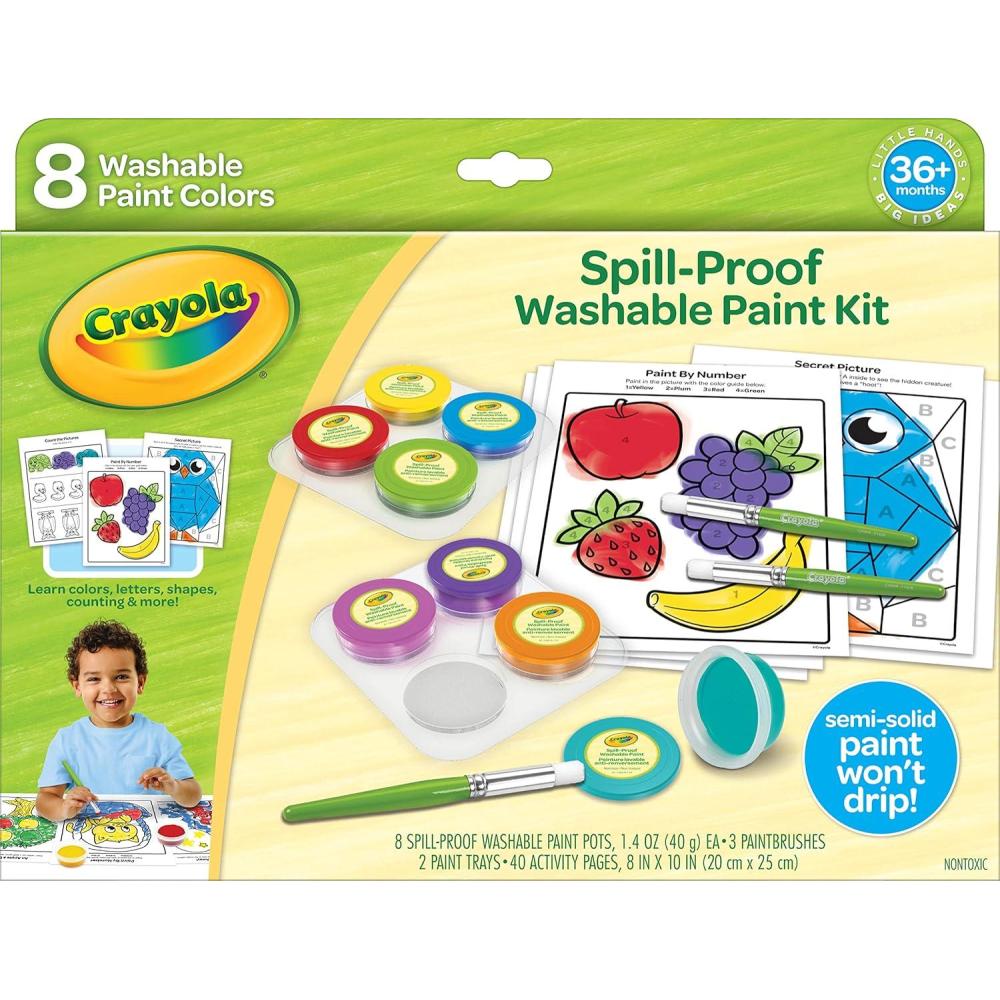 imageCrayola Mess Free Finger Painting Station  Washable Finger Paint for Toddlers Christmas Gifts for Grandkids Arts ampamp Crafts Set Sensory Activity Travel Toy Ages 1Spill Proof Paint