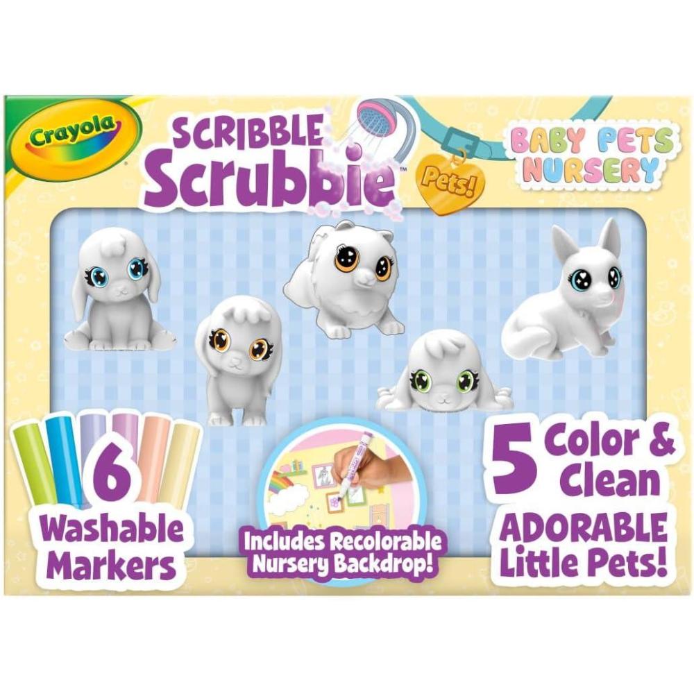 imageCrayola Scribble Scrubbies Glam Pack 4 Pets Holiday for Kids Washable Pet Care Toy Coloring Animal Craft Stocking Stuffer Toys for Girls ampamp Boys 3Baby Pets