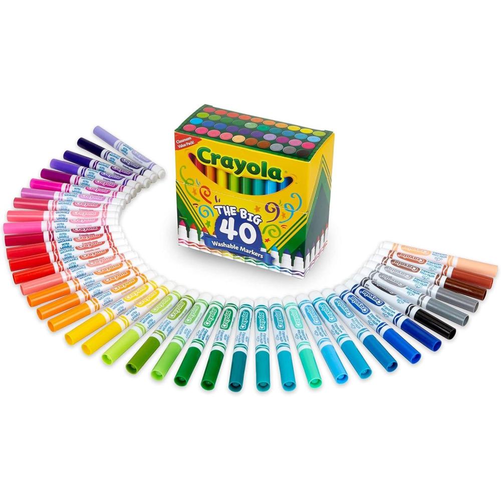 imageCrayola Ultra Clean Fine Line Washable Markers 40ct Colored Markers for Kids Fine Tip Coloring Book Art Supplies Gifts for Kids Ages 3 4 5Markers