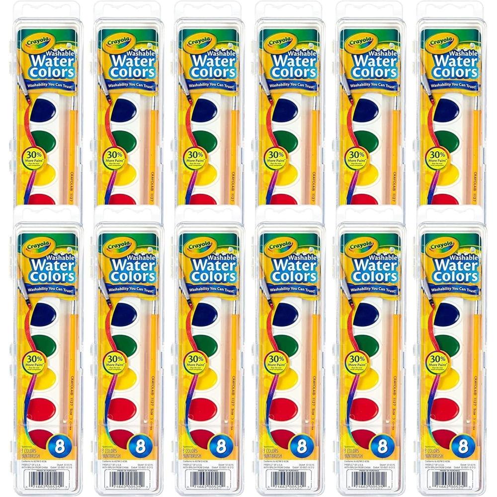 imageCrayola Washable Watercolor Paint Sets for Kids 12ct Bulk Classroom Art Supplies for Preschool ampamp Kindergarten Classroom Learning Activities for ToddlersWatercolors