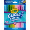 Crayola Clicks Retractable Markers – Bold (10ct), Stocking Stuffers for Kids & Toddlers, Christmas Gifts for Grandkids, No Dry Washable Markers for Kids(Bold & Bright)