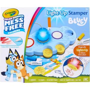 Crayola Color Wonder Mess Free Coloring Pages (50ct), Create Your Own Coloring Pages, Blank Color Wonder Refill, Toddler Toys & Gifts(Bluey Magic Light Up Stamper)