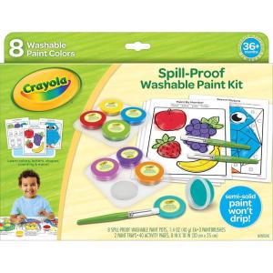 Crayola Mess Free Finger Painting Station – Washable Finger Paint for Toddlers, Christmas Gifts for Grandkids, Arts & Crafts Set, Sensory Activity, Travel Toy, Ages 1+(Spill Proof Paint)