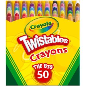 Crayola Mini Twistables Crayons for Kids (50ct) Stocking Stuffers & Holiday Gifts, No Peel Toddler Crayons for Coloring Books, Arts & Crafts Supplies, 3+