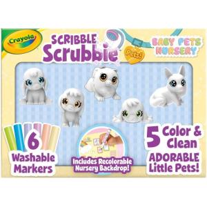 Crayola Scribble Scrubbies Glam Pack (4 Pets), Holiday for Kids, Washable Pet Care Toy, Coloring Animal Craft, Stocking Stuffer Toys for Girls & Boys, 3+(Baby Pets)