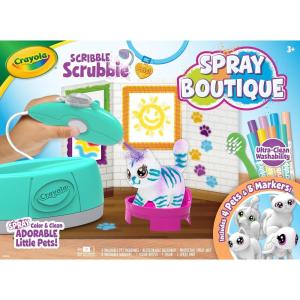Crayola Scribble Scrubbies Glam Pack (4 Pets), Holiday for Kids, Washable Pet Care Toy, Coloring Animal Craft, Stocking Stuffer Toys for Girls & Boys, 3+(Spray Boutique)