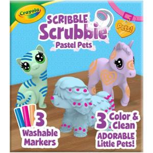 Crayola Scribble Scrubbies Glam Pack (4 Pets), Holiday for Kids, Washable Pet Care Toy, Coloring Animal Craft, Stocking Stuffer Toys for Girls & Boys, 3+(Pastel Pets)