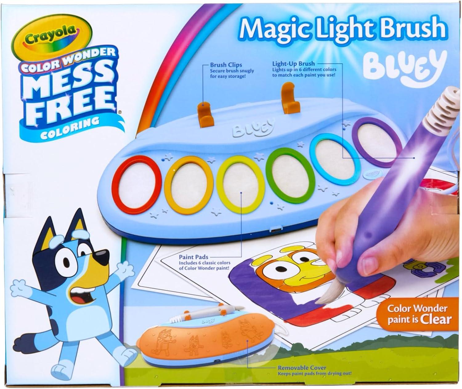 imageCrayola Color Wonder Bluey Activity Kit Mess Free Coloring for Toddlers Holiday ampamp Christmas Gifts for Kids Art Set for Kids Plane Essential Bluey Toys 3Bluey Magic Light Brush