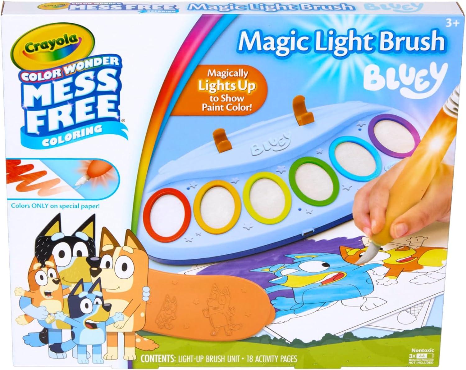 imageCrayola Color Wonder Bluey Activity Kit Mess Free Coloring for Toddlers Holiday ampamp Christmas Gifts for Kids Art Set for Kids Plane Essential Bluey Toys 3Bluey Magic Light Brush