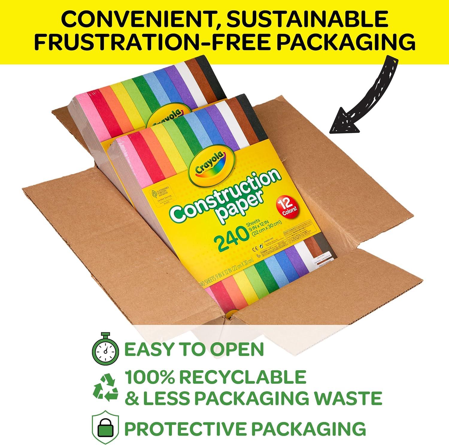 imageCrayola Construction Paper Bulk Pack 480 Sheets  10 Assorted Colors 9x12 Classroom Arts ampamp Crafts Supplies for Kids Art Paper for School ProjectsConstruction Paper