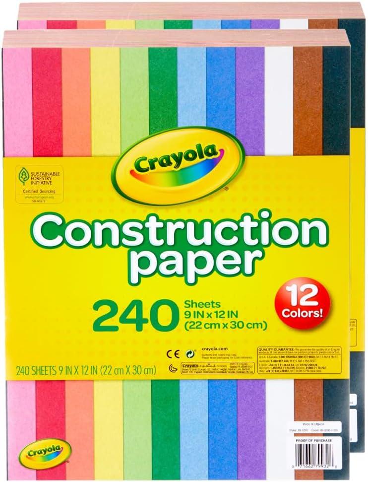 imageCrayola Construction Paper Bulk Pack 480 Sheets  10 Assorted Colors 9x12 Classroom Arts ampamp Crafts Supplies for Kids Art Paper for School ProjectsConstruction Paper