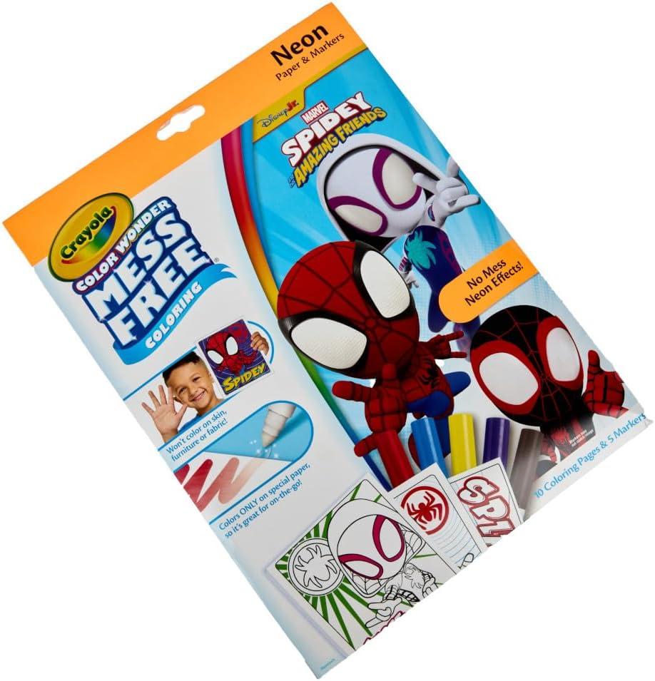 imageCrayola Spiderman Color Wonder Coloring Set 18 Spiderman Mess Free Coloring Pages for Toddlers Spiderman Toys Gifts for KidsNeon Box Set