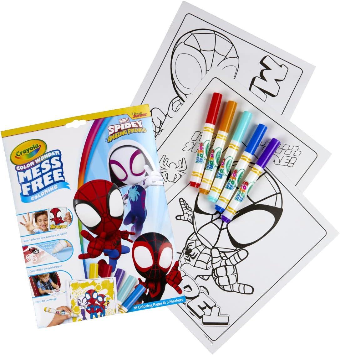 imageCrayola Spiderman Color Wonder Coloring Set 18 Spiderman Mess Free Coloring Pages for Toddlers Spiderman Toys Gifts for KidsSpidey  Friends