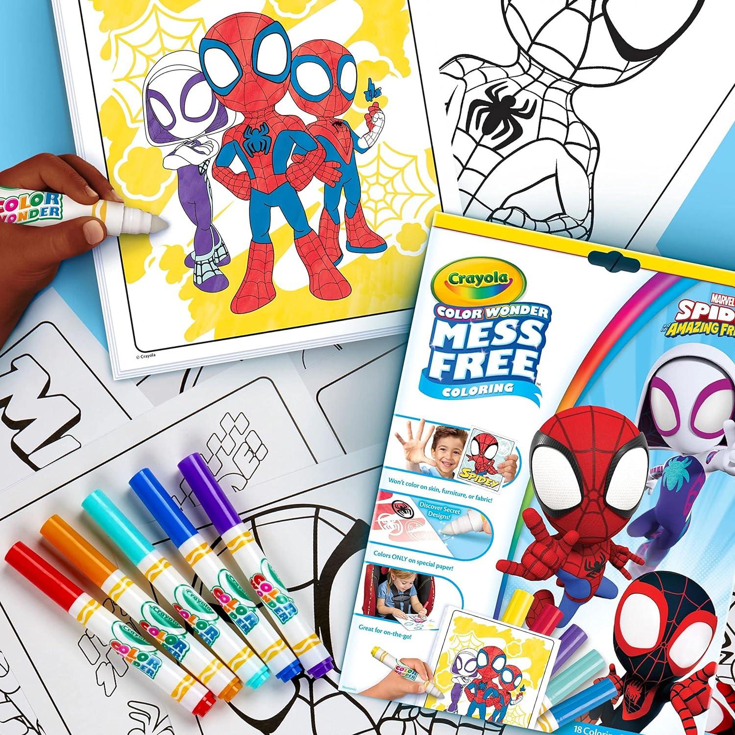 imageCrayola Spiderman Color Wonder Coloring Set 18 Spiderman Mess Free Coloring Pages for Toddlers Spiderman Toys Gifts for KidsSpidey  Friends