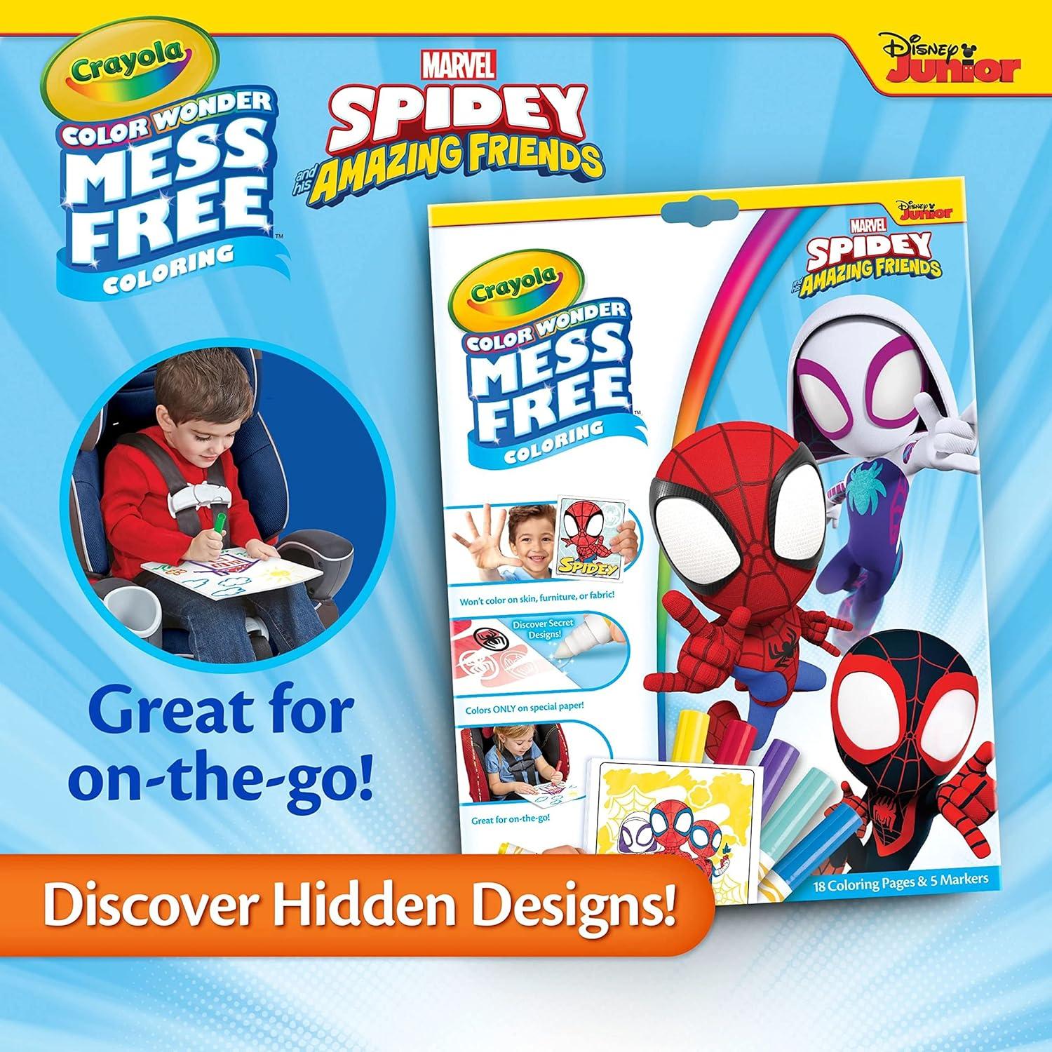 imageCrayola Spiderman Color Wonder Coloring Set 18 Spiderman Mess Free Coloring Pages for Toddlers Spiderman Toys Gifts for KidsSpidey  Friends