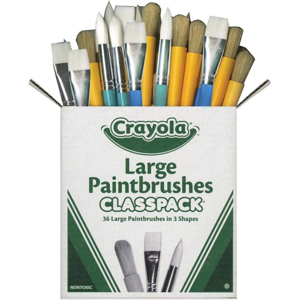 imageCrayola Paintbrush Variety Classpack 36ct School Art Supplies for Kids Flat ampamp Round Paint Brushes for Toddlers ampamp Classrooms Easy Grip HandlePaintbrush Variety Pack