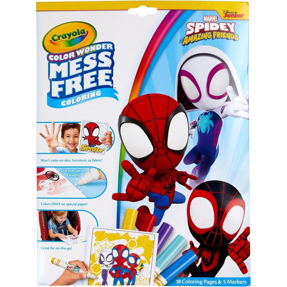 imageCrayola Spiderman Color Wonder Coloring Set 18 Spiderman Mess Free Coloring Pages for Toddlers Spiderman Toys Gifts for KidsSpidey  Friends