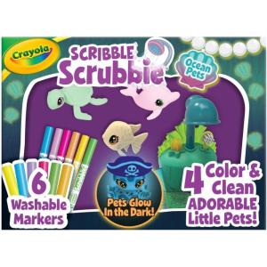 Crayola Scribble Scrubbie Peculiar Pets, Washable Pet Grooming Toy Set for Kids, DIY Toddler Arts & Crafts, Gifts for Girls & Boys, Ages 3+(Glow Lagoon)