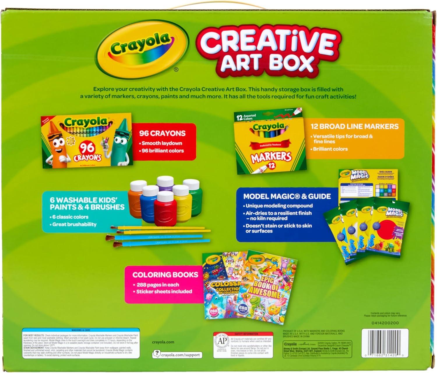 imageCrayola Art Set for Kids 125pcs Art Supplies Kit with Giant Coloring Books Washable Paints Markers ampamp Storage Box Holiday ampamp Christmas Gift for Kids Ages 5 Amazon Exclusive