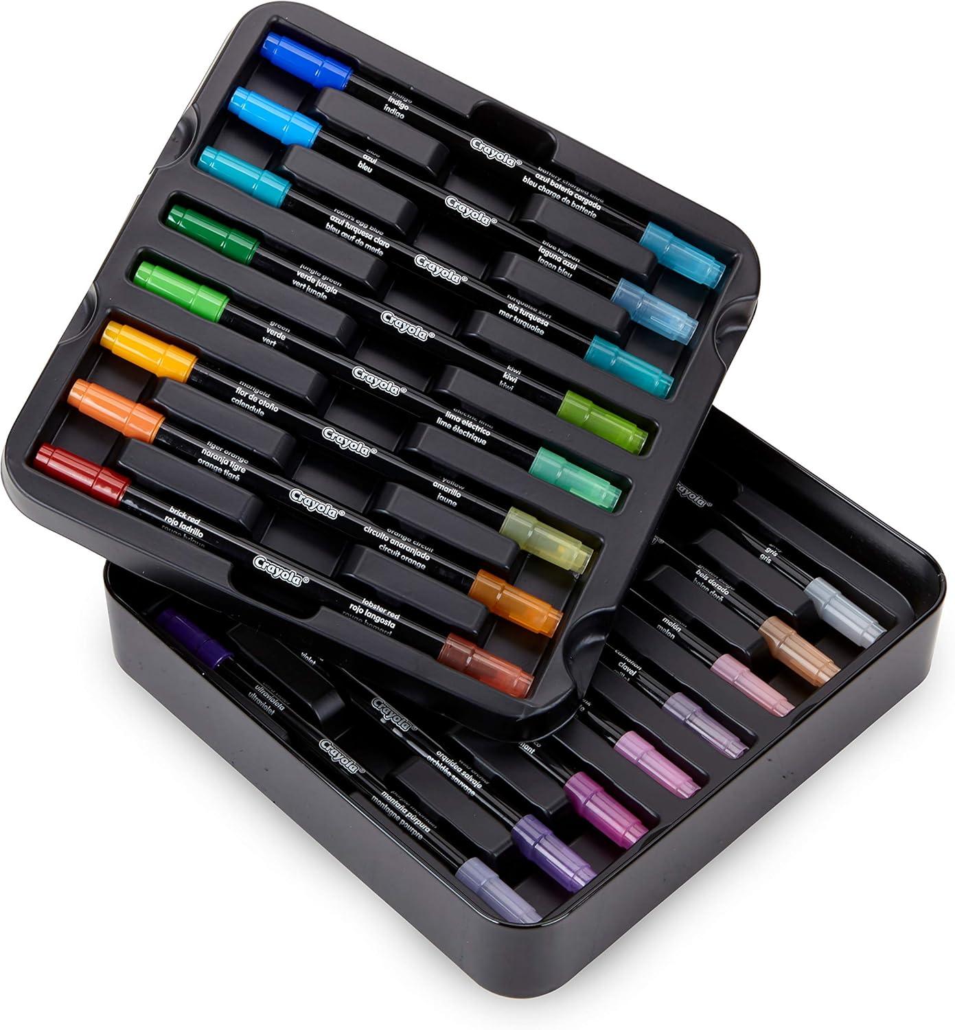 Crayola Brush & Detail Dual Tip Marker Set, 16 Markers, 32 Colors ...