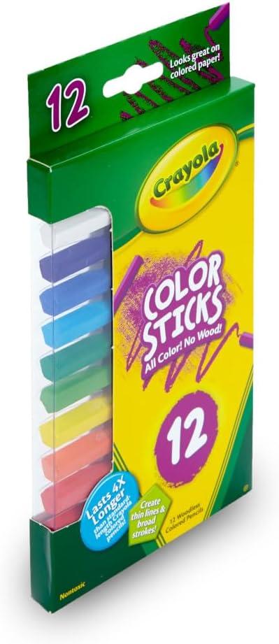 imageCrayola Color Sticks 12 Count Woodless Colored Pencils Set for Kids Classroom Art Supplies Fine Lines ampamp Broad Strokes NonToxic