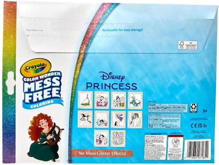 imageCrayola Color Wonder Disney Princess Glitter Coloring Pages ampamp Mess Free Markers Coloring Set Gift for Toddlers 3 ampamp Up