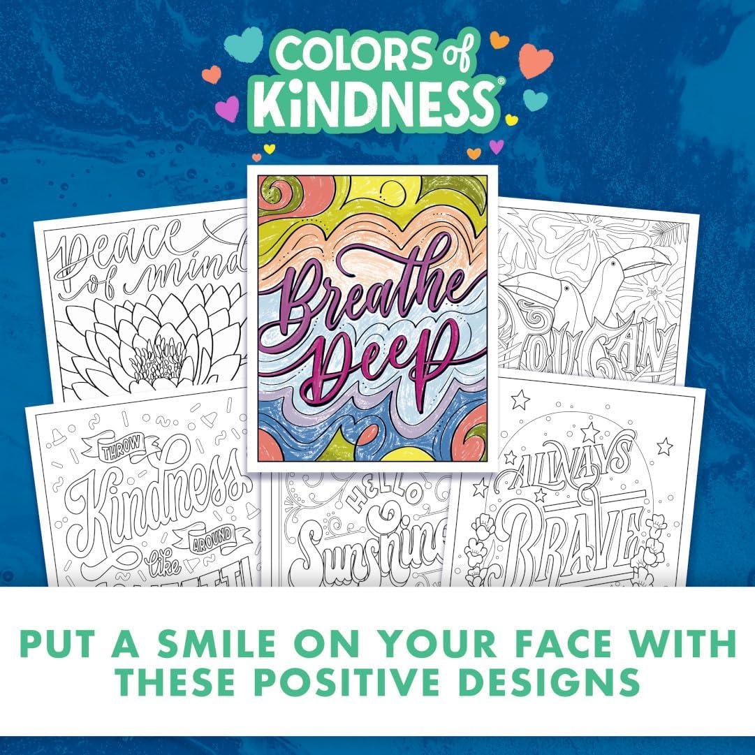 imageCrayola Colors of Kindness Adult Coloring Book 40pgs Adult Coloring Pages Stress Relief Activity Gift for Teens ampamp Adults 9Colors of Kindness