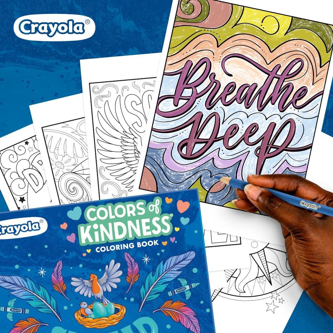 imageCrayola Colors of Kindness Adult Coloring Book 40pgs Adult Coloring Pages Stress Relief Activity Gift for Teens ampamp Adults 9Colors of Kindness