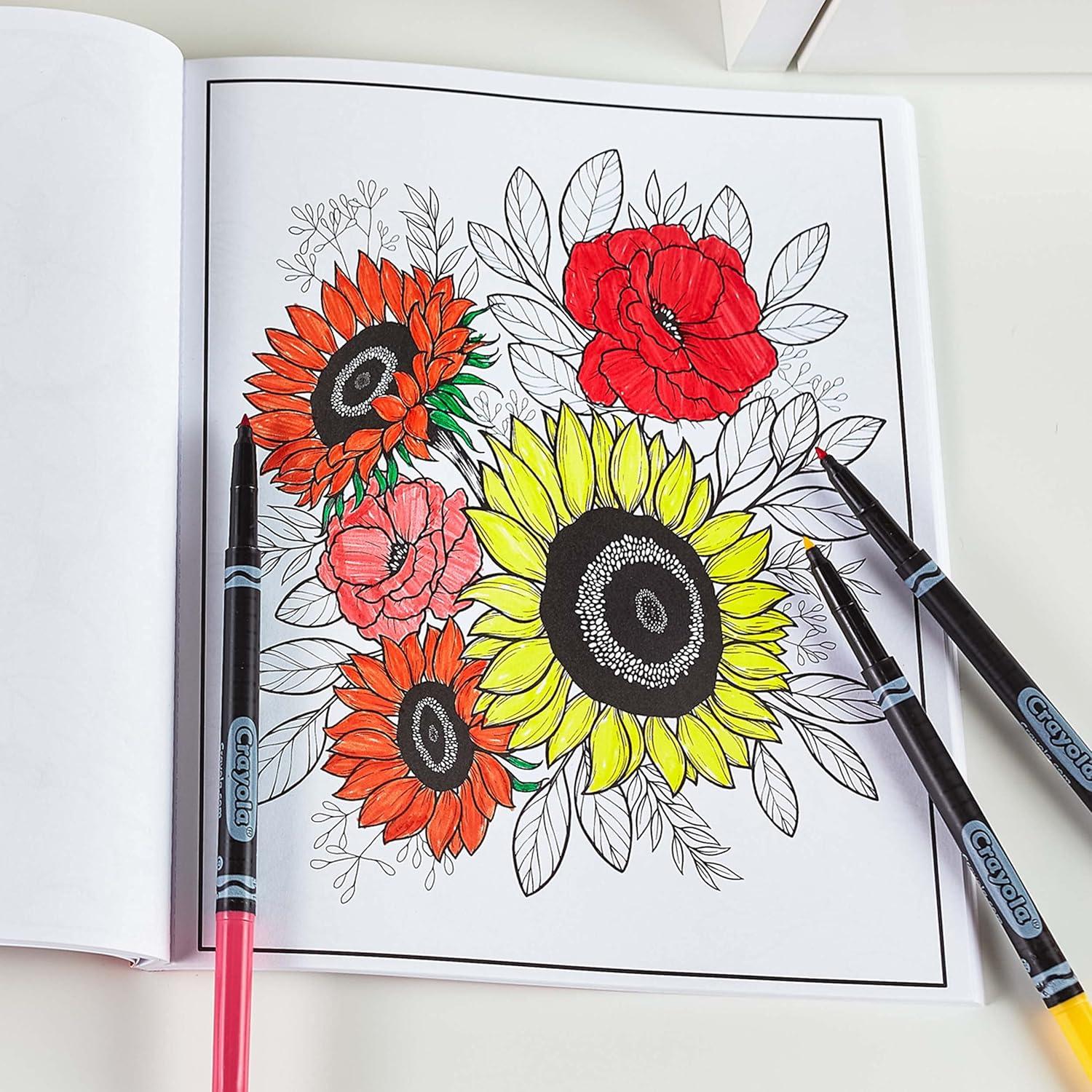 imageCrayola Colors of Kindness Adult Coloring Book 40pgs Adult Coloring Pages Stress Relief Activity Gift for Teens ampamp Adults 9Florals