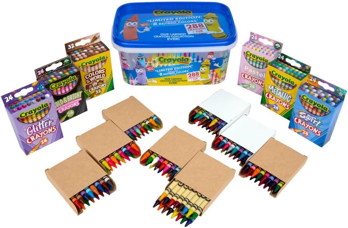 imageCrayola Crayon Tub  Limited Edition Colors 288ct Bulk Coloring Crayons for Kids Stocking Stuffers for Kids Holiday ampamp Christmas Gifts for Toddlers Ages 3Limited Edition