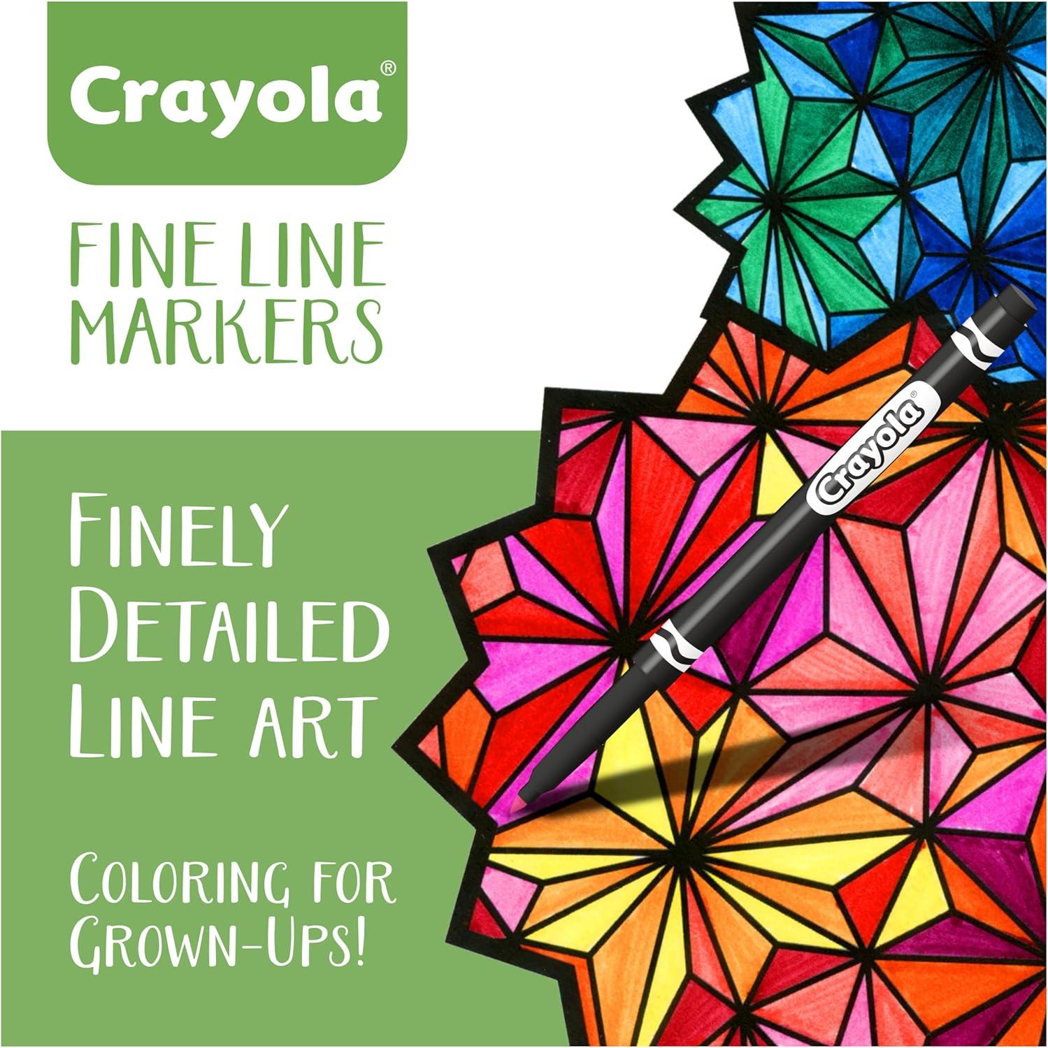 imageCrayola Fine Line Markers for Adults 40ct Skinny Marker Set for Adult Coloring Books Stocking Stuffer for Teens Aesthetic Art Supplies Stress Relief Activity