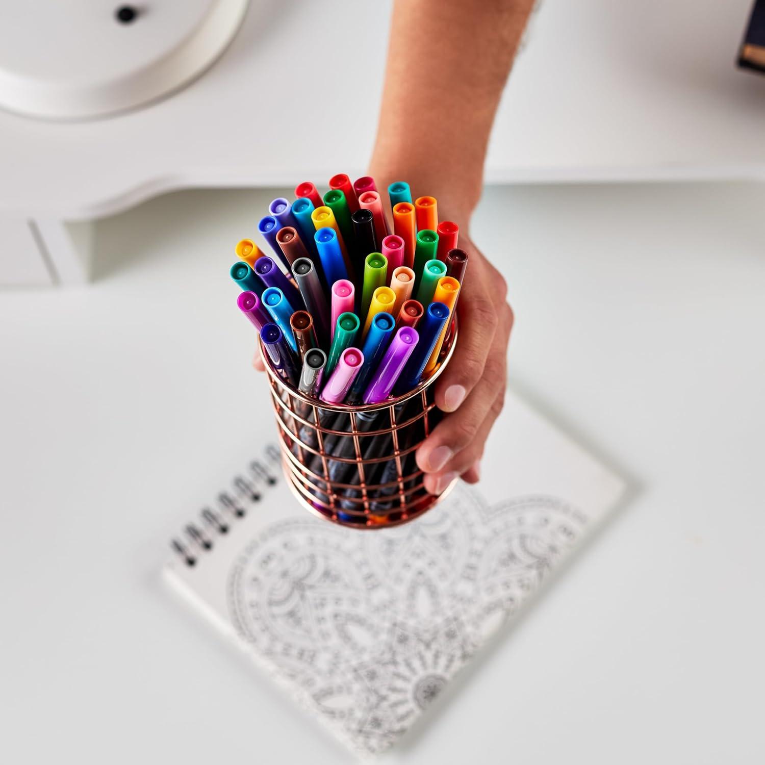 imageCrayola Fine Line Markers for Adults 40ct Skinny Marker Set for Adult Coloring Books Stocking Stuffer for Teens Aesthetic Art Supplies Stress Relief Activity