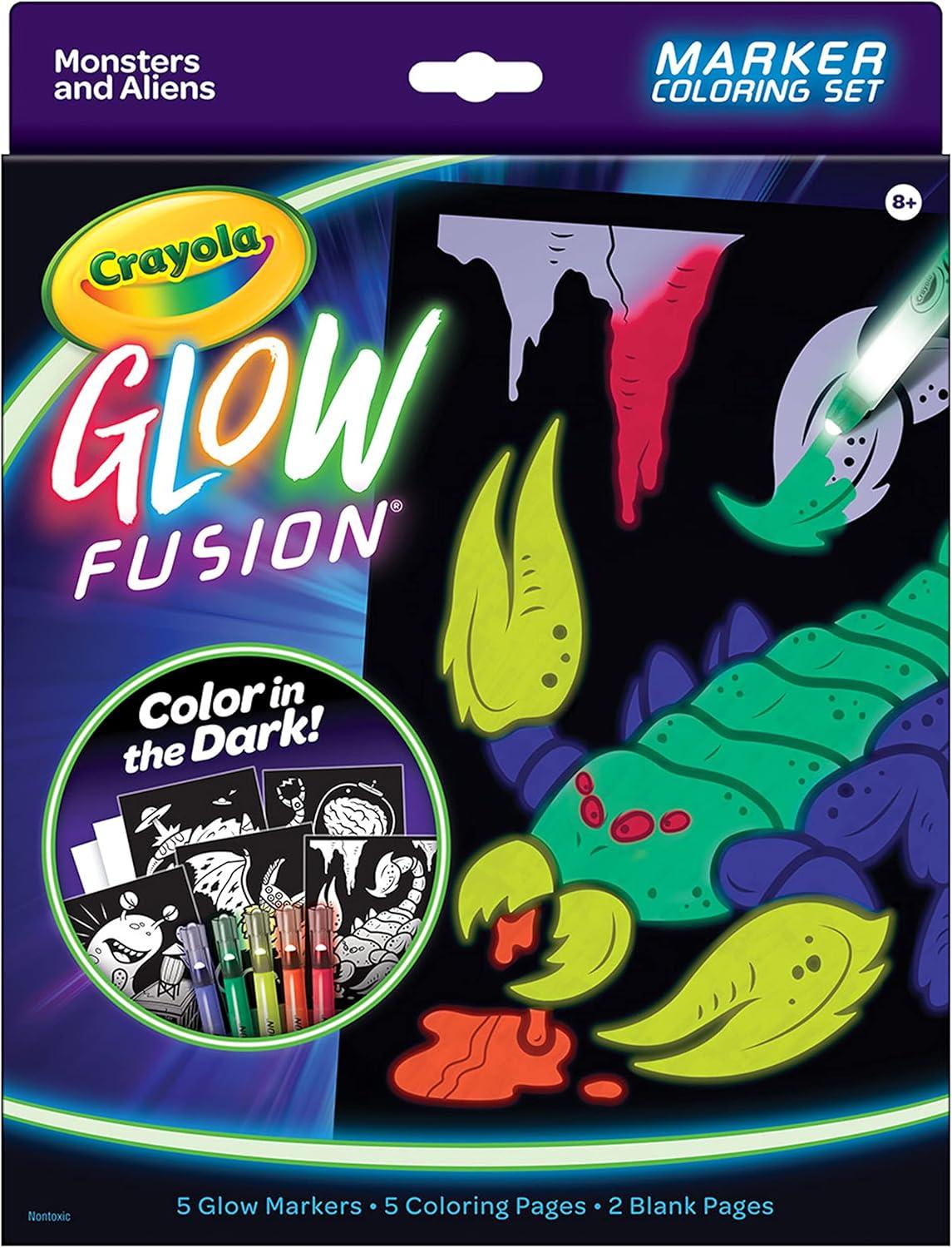 imageCrayola Glow Fusion Glow in The Dark Coloring Set with Markers Alien ampamp Monster Coloring Pages Gift for KidsAlien  Monsters