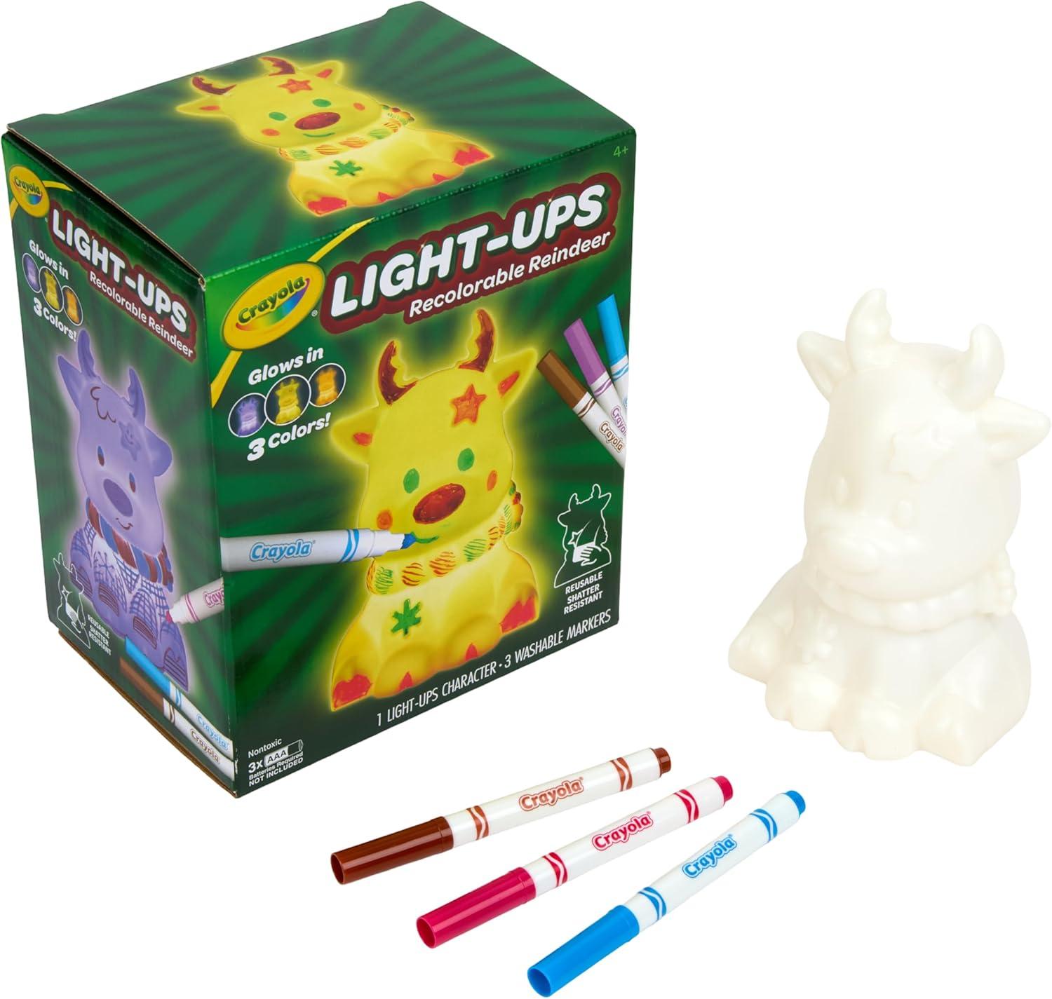 imageCrayola Light Ups Reindeer Recolorable Light Up Toy for Kids Reindeer Decor Glow in the Dark Holiday Gift for Kids Ages 4Reindeer