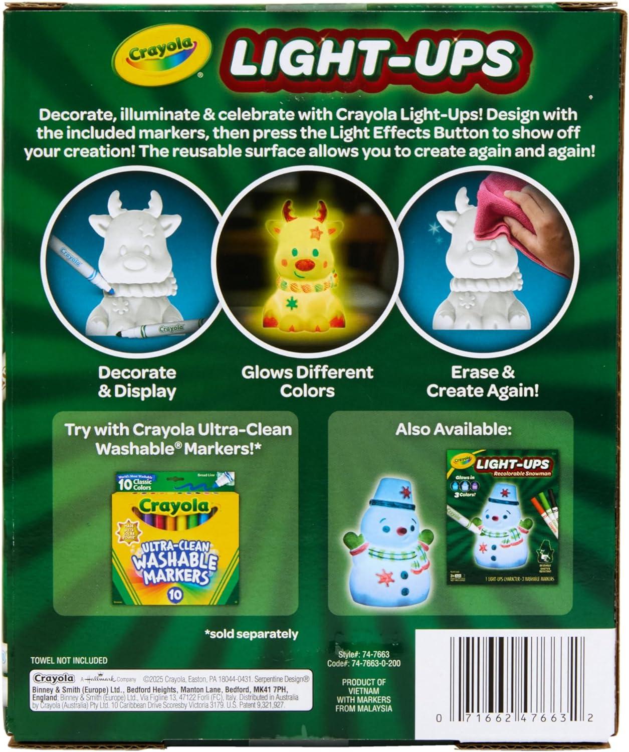 imageCrayola Light Ups Reindeer Recolorable Light Up Toy for Kids Reindeer Decor Glow in the Dark Holiday Gift for Kids Ages 4Reindeer