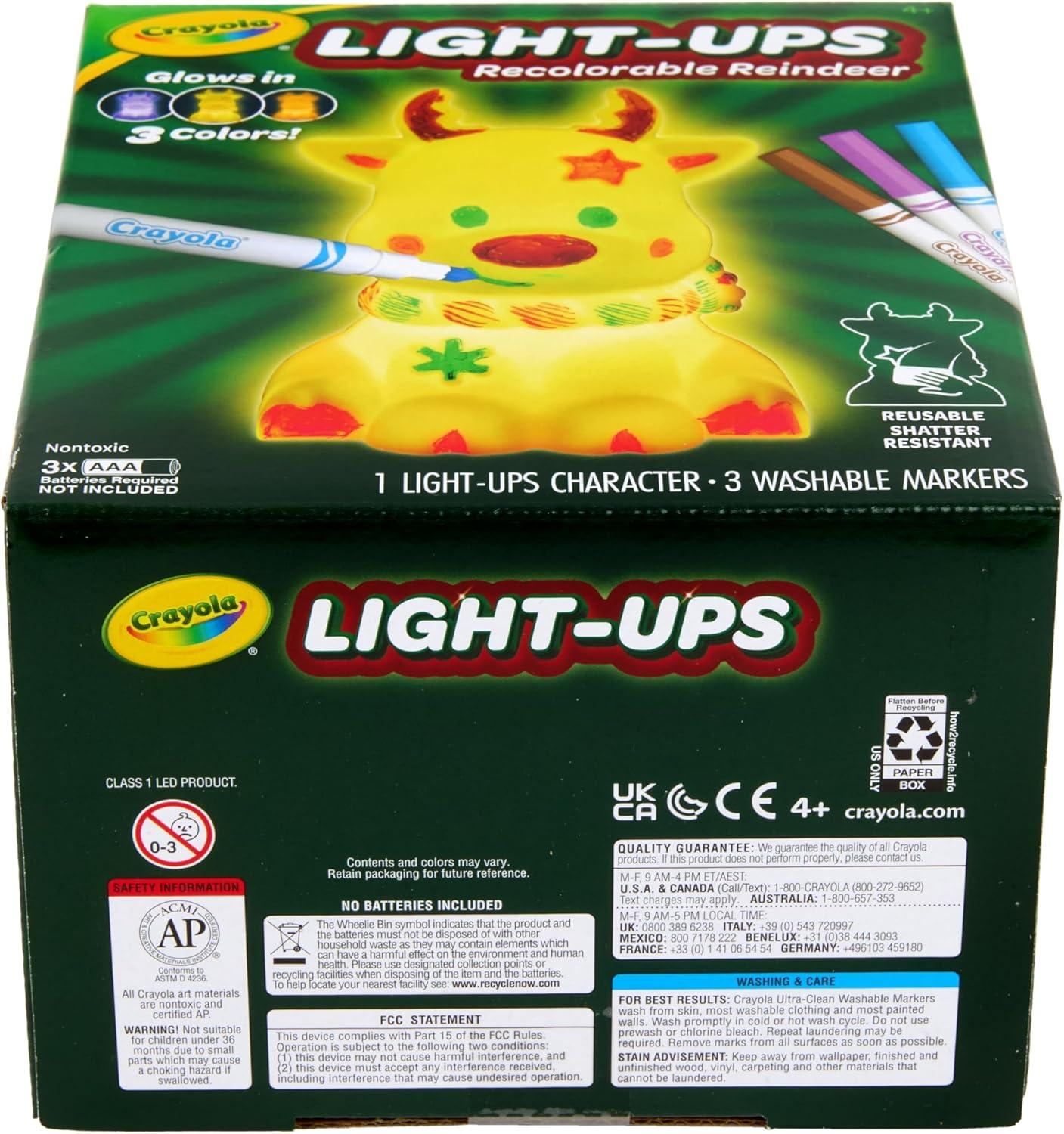 imageCrayola Light Ups Reindeer Recolorable Light Up Toy for Kids Reindeer Decor Glow in the Dark Holiday Gift for Kids Ages 4Reindeer
