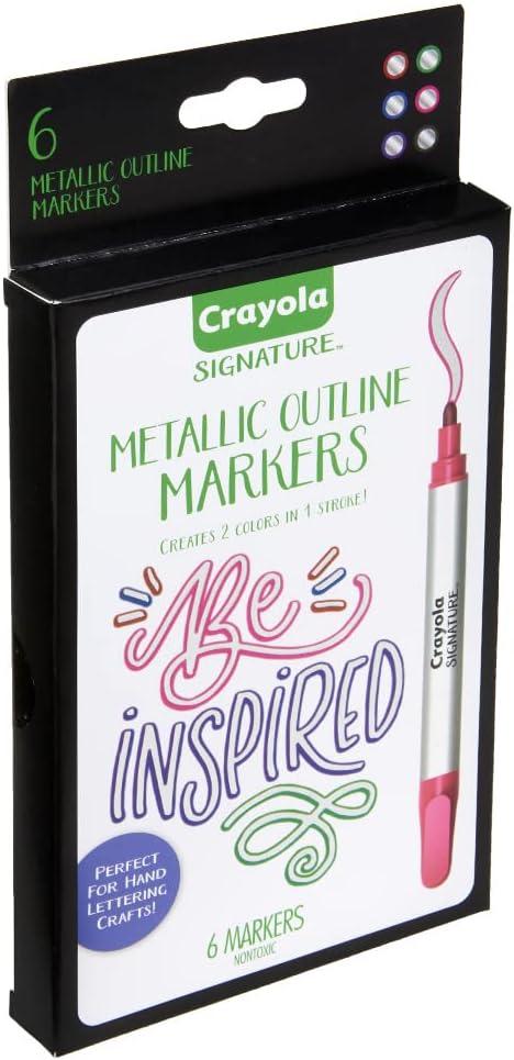imageCrayola Metallic Outline Paint Markers Assorted Colors Art Supplies 6 Count