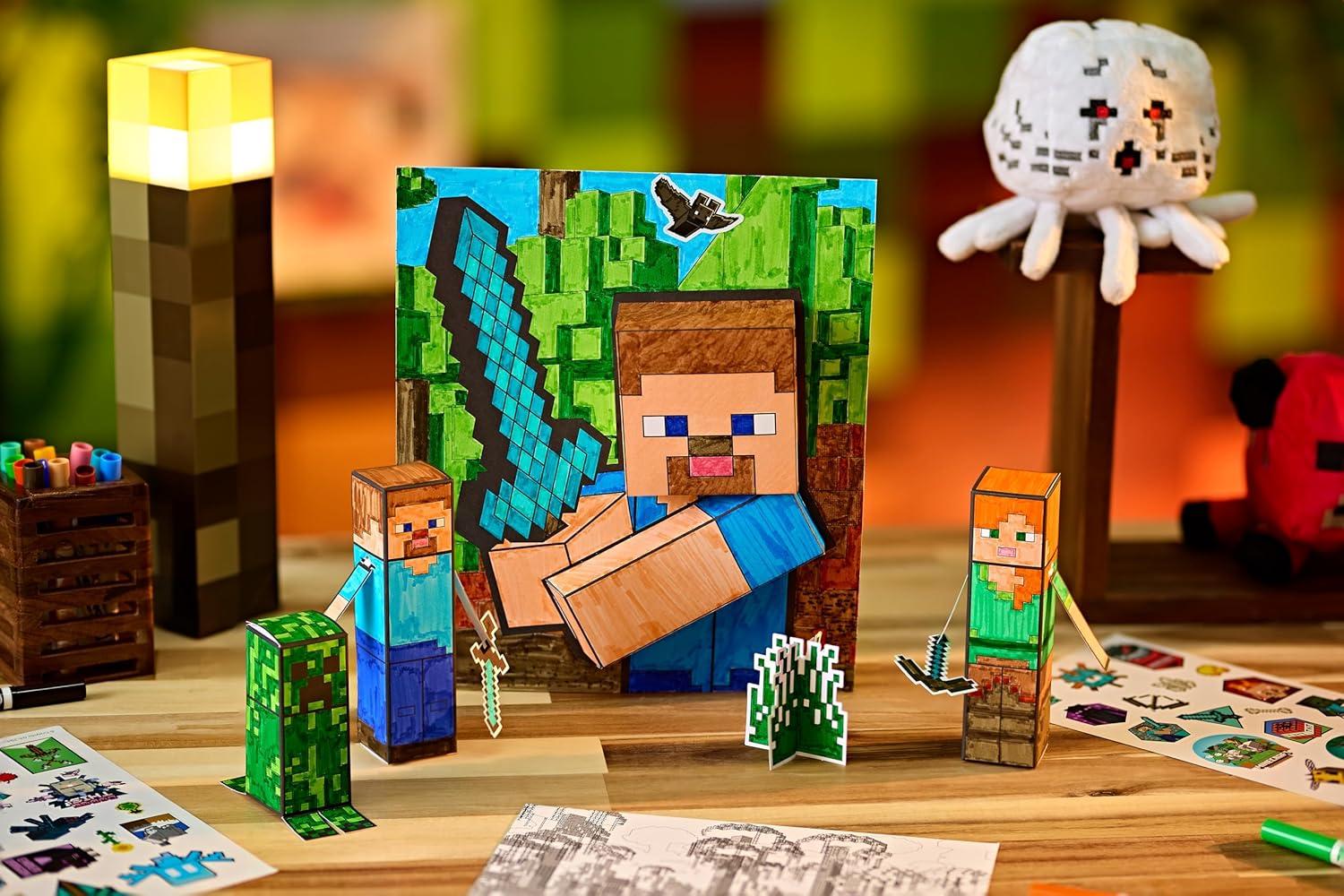 imageCrayola Minecraft POPs 3D Art Kit for Kids Create 3D Characters Coloring Activity Set with Markers ampamp Stickers Minecraft Toys Gift for Boys ampamp Girls