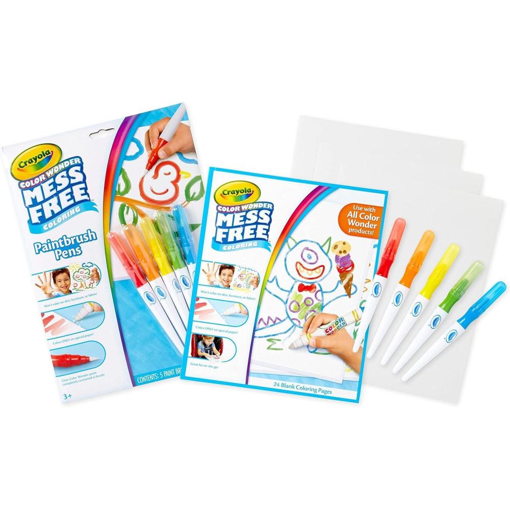 imageCrayola Color Wonder Mess Free Fingerpaint ampamp Stamper Kit Safari Stamps for Kids Color Reveal Ink Toddler Activity Gifts 3Paint Set