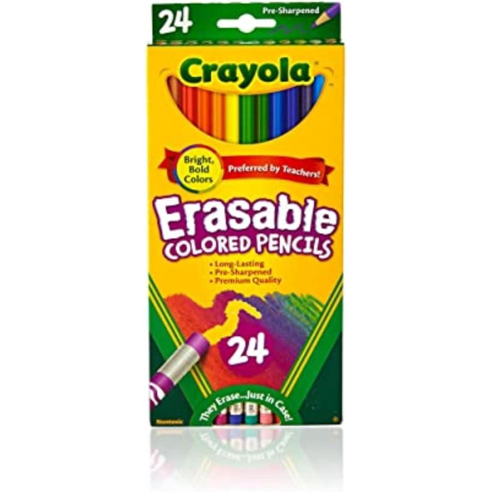 imageCrayola Erasable Colored Pencils 24ct Kids Coloring Pencils for Coloring Books Assorted Colors Arts ampamp Crafts Supplies Gifts Ages 6 7 8