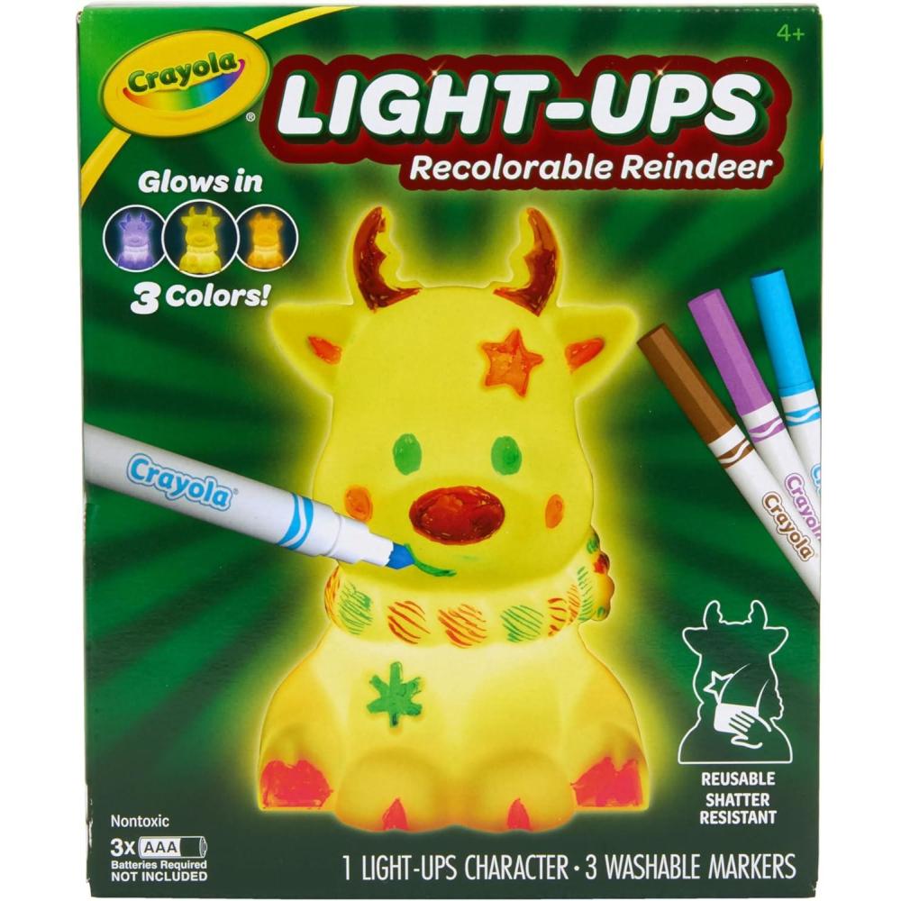 imageCrayola Light Ups Reindeer Recolorable Light Up Toy for Kids Reindeer Decor Glow in the Dark Holiday Gift for Kids Ages 4Reindeer