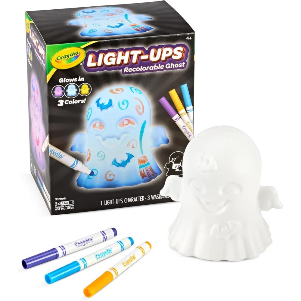 imageCrayola LightUps  JackOLantern Reusable Light Up Pumpkin Toy Halloween Craft Cute Glow in The Dark Decor ampamp Night Light Halloween Toy Ages 4 5 6Ghost