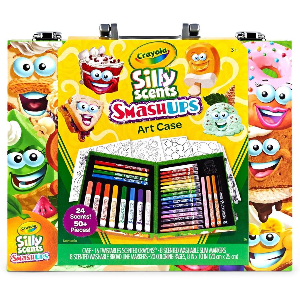 imageCrayola Limited Edition Coloring Set 115pcs Kids Drawing Supplies Kit with Crayons Markers ampamp Colored Pencils Birthday Holiday for Kids 5Silly Scents Smash Up