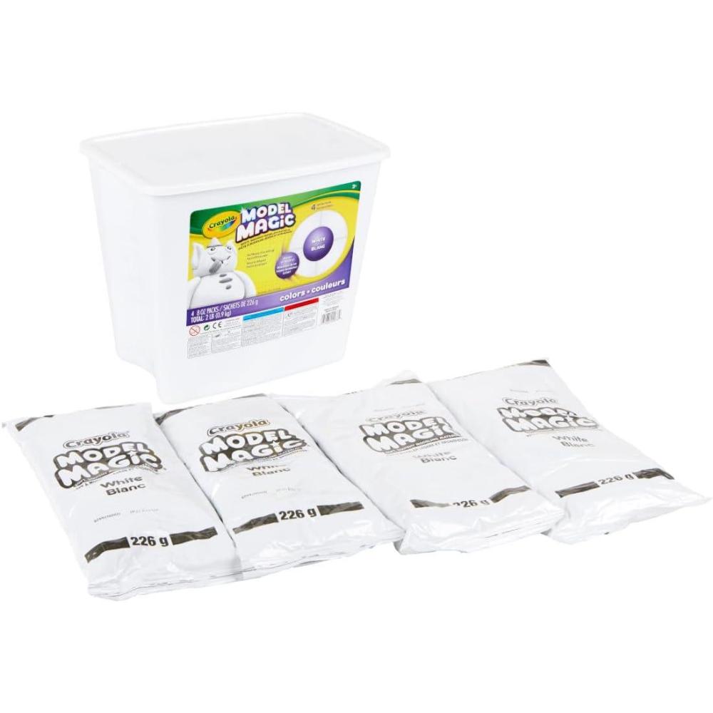imageCrayola Model Magic White 4Pack 8 oz Each  AirDry Modeling Clay Alternative for Kids Christmas Gifts for Grandkids ampamp Toddlers Reusable Sculpting MaterialWhite
