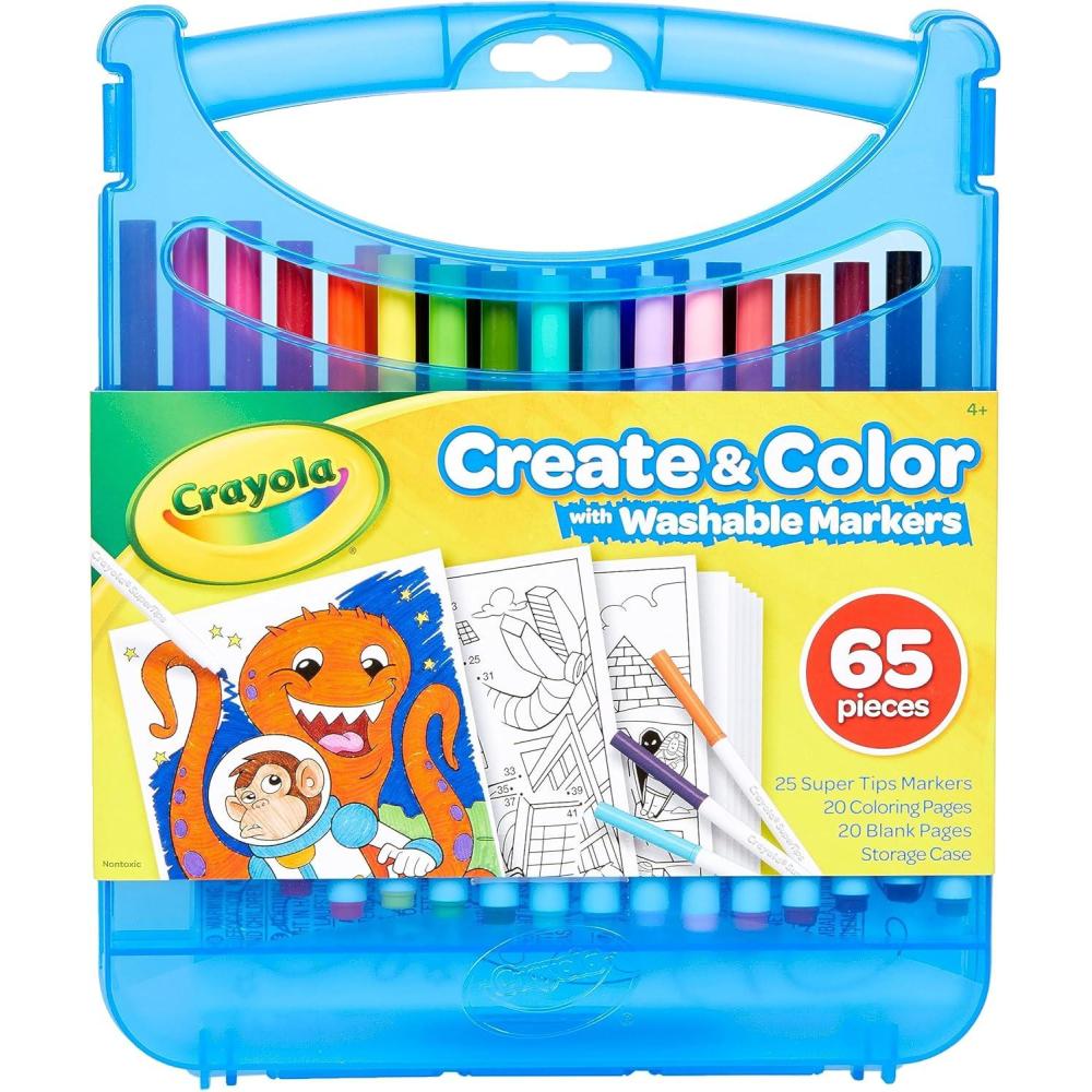 imageCrayola PipSqueaks Washable Marker Set 65ct Holiday ampamp Christmas Gifts for Kids Coloring Set Art Supplies for Kids Drawing ampamp Craft Kit Travel Activity 4Super Tips Markers
